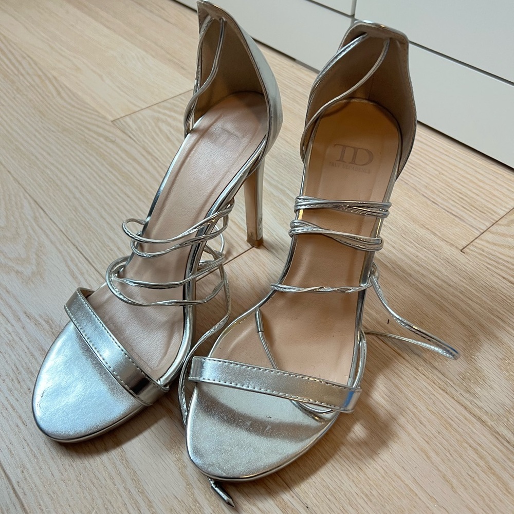 ASOS Shiny Silver Strappy Heels